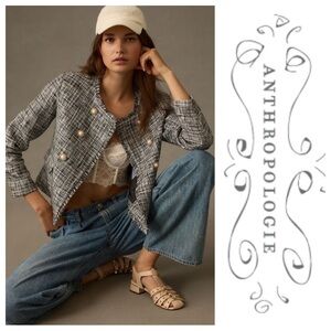 NWT Maeve Double-Breasted Tweed Jacket